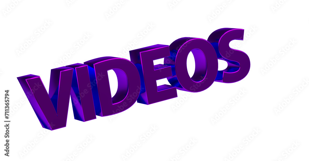 Videos, Filme, Kino, Erinnerungen, Trailer, Unterhaltung, Streaming - violette plakative 3D-Schrift, Freisteller, Rendering Videos, Filme, Kino, Erinnerungen, Trailer, Unterhaltung, Streaming - violette plakative 3D-Schrift, Freisteller, Rendering