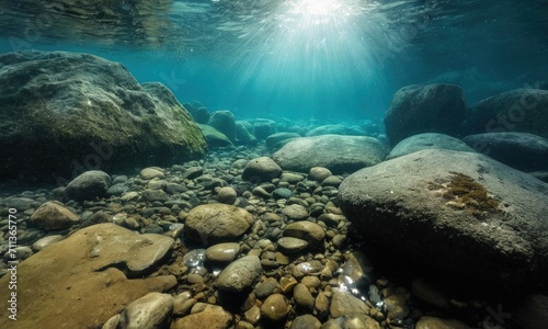 Underwater Sunshine Rays Through Crystal Clear Water © arifsuw