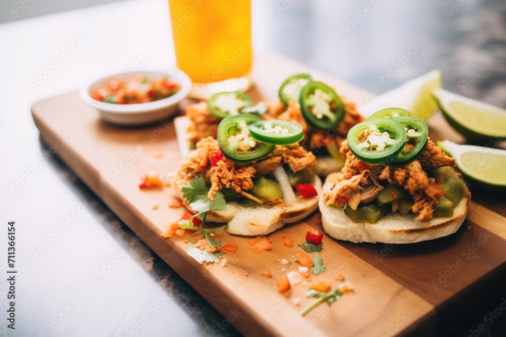 spicy tortas with jalapenos and hot sauce on top spicy tortas with jalapenos and hot sauce on top