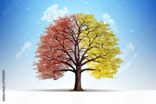 a tree with four colors four different seasons copy space © Оксана Олейник
