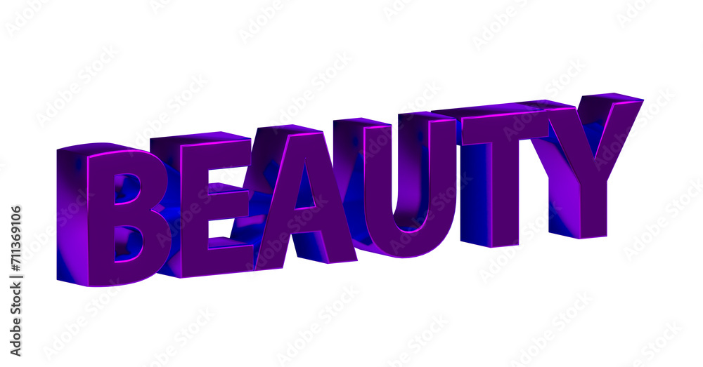 Beauty violette plakative 3D-Schrift, Schönheit, Hautpflege, Make-up, Kosmetik, Wellness, Nageldesign,  Lippenstift, Rouge,  Gesichtspflege, Sonnenschutz, Frisuren, Maniküre, Rendering, Freisteller