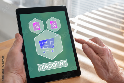 Discount concept on a tablet