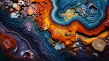 photograph capturing the vibrant colors and distinct patterns of a mineral deposit discovered in Yellowstone - Generative AI