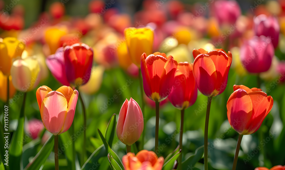 Fototapeta premium A field of tulips, Generative AI