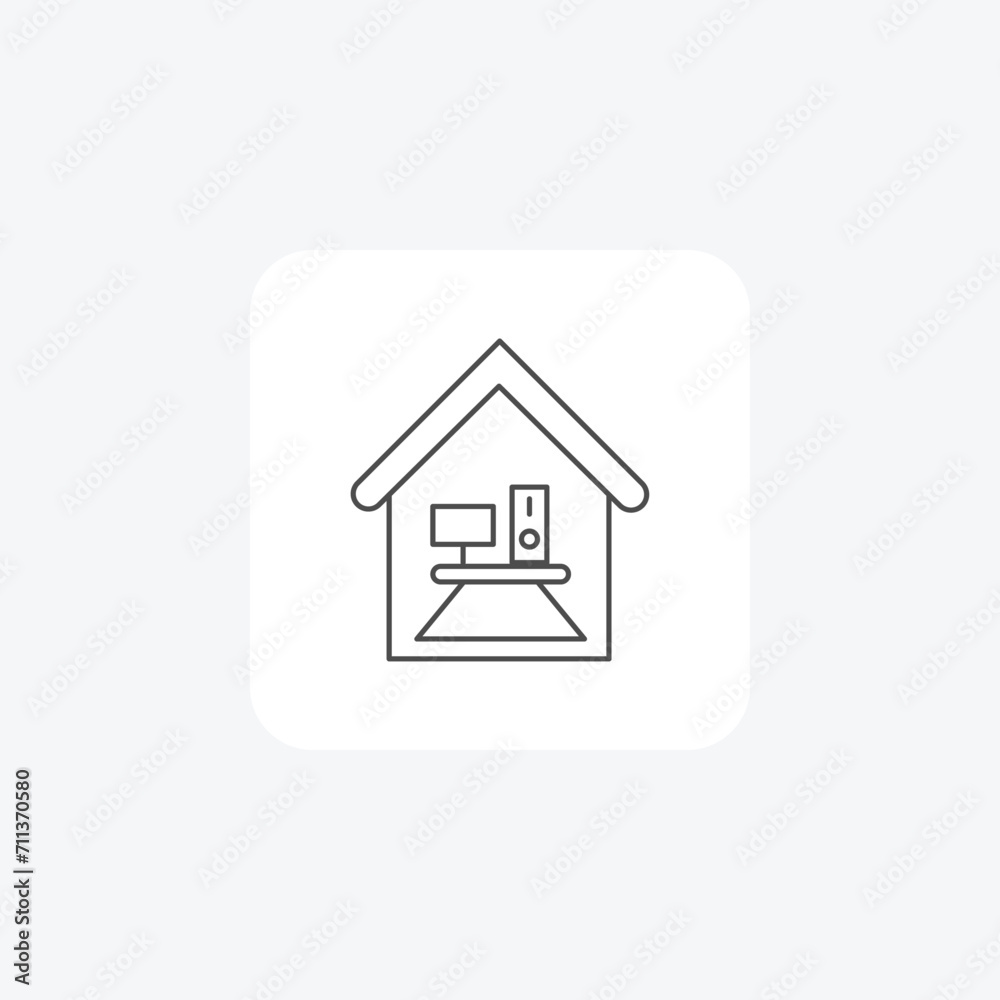 Home Office grey thin line icon outline icon, pixel perfect