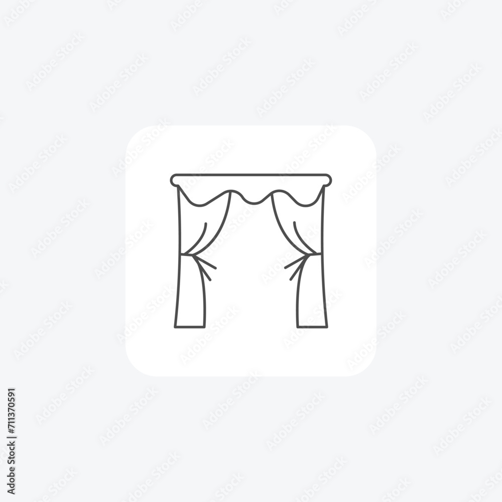 Curtain grey thin line icon outline icon, pixel perfect Curtain grey thin line icon outline icon, pixel perfect