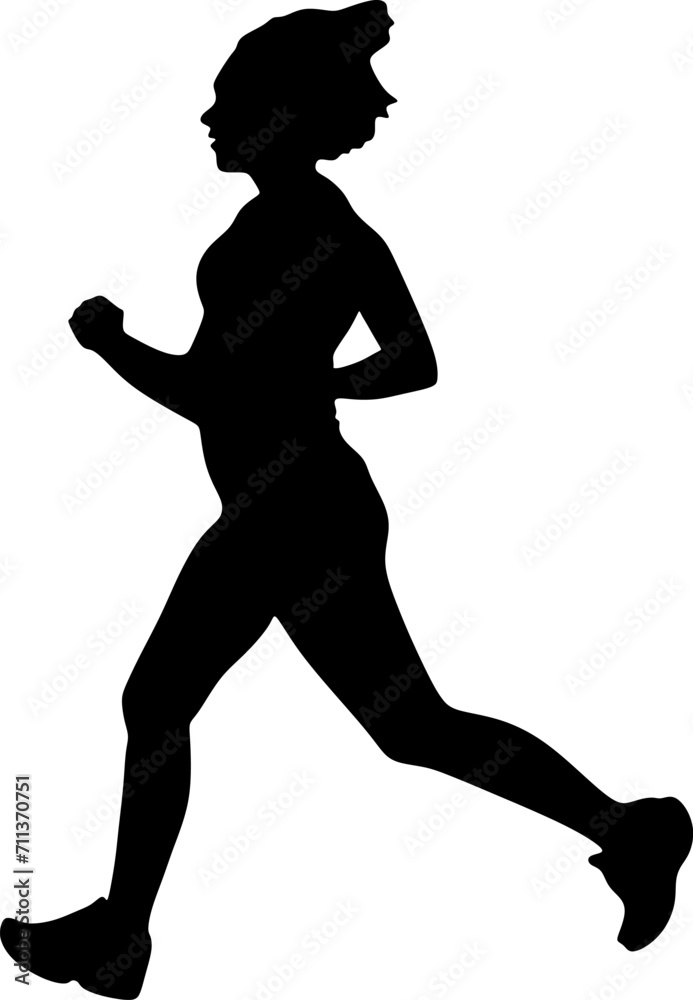 Silhouette of beautiful female athlete running Vector silhouette illustration