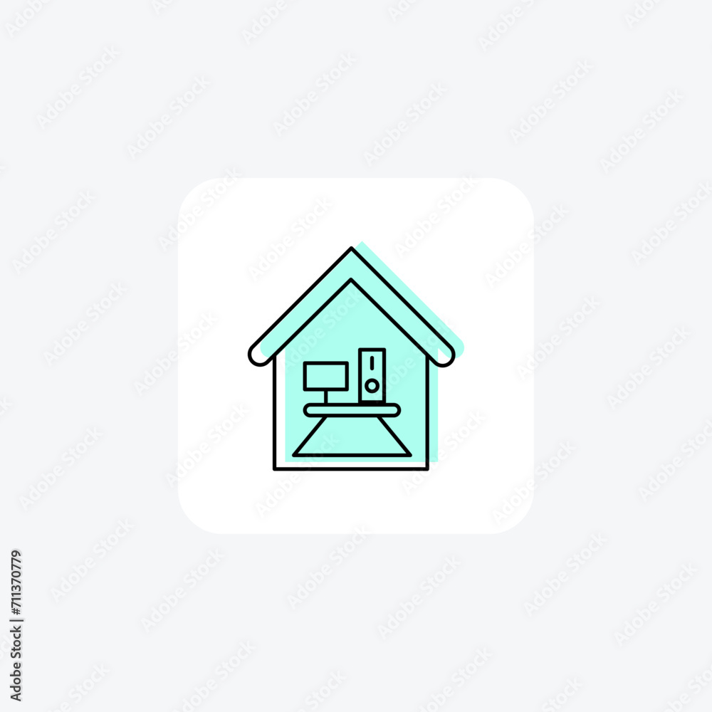 Home Office color shadow line icon outline icon, pixel perfect