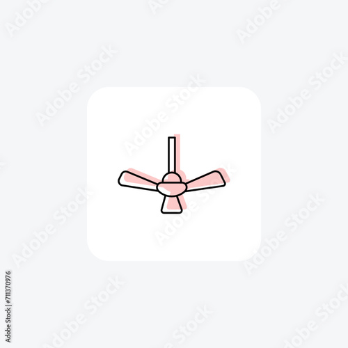 Ceiling Fan color shadow line icon outline icon, pixel perfect