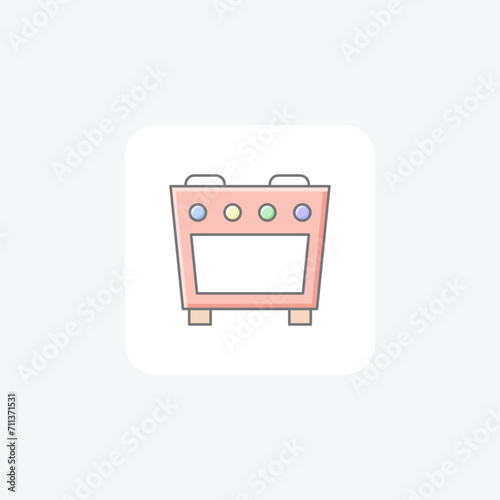 Stove awesome lineal color icon outline icon, pixel perfect
