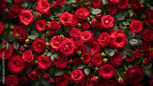 Luxurious Red Roses Top View Floral Display