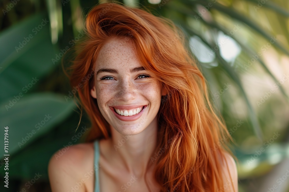 Fototapeta premium young woman with long red hair