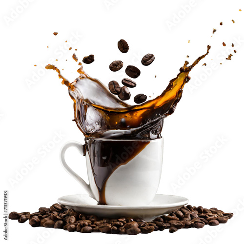 Black coffee in a splattered mug