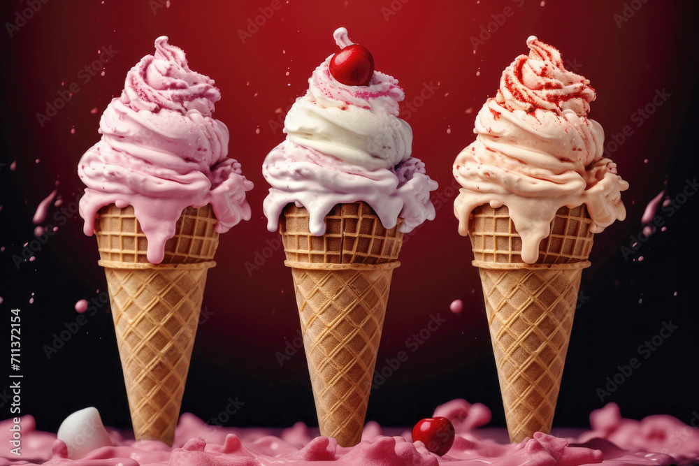Collection of various delicious ice cream. Generative AI Collection of various delicious ice cream. Generative AI