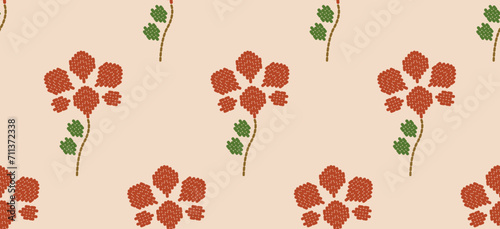 Beautiful Pattern Embroidery floral, leaves and branches pattern design, hem, skirt, adorning sleeves flower embroidery. beautiful border floral embroidery. Ethnic flower pattern.