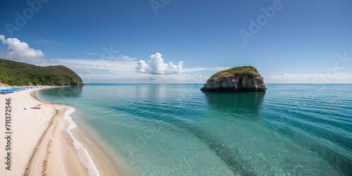 エメラルドグリーンの海と砂浜