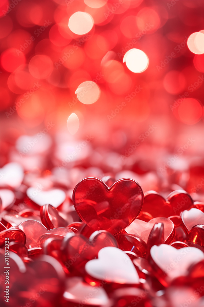 Valentine's day background with red hearts and bokeh. Valentine's day background with red hearts and bokeh.