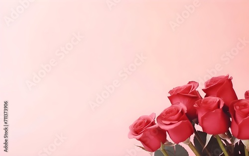 Wallpaper Mural Red roses on pink background with copy space for valentines day Torontodigital.ca