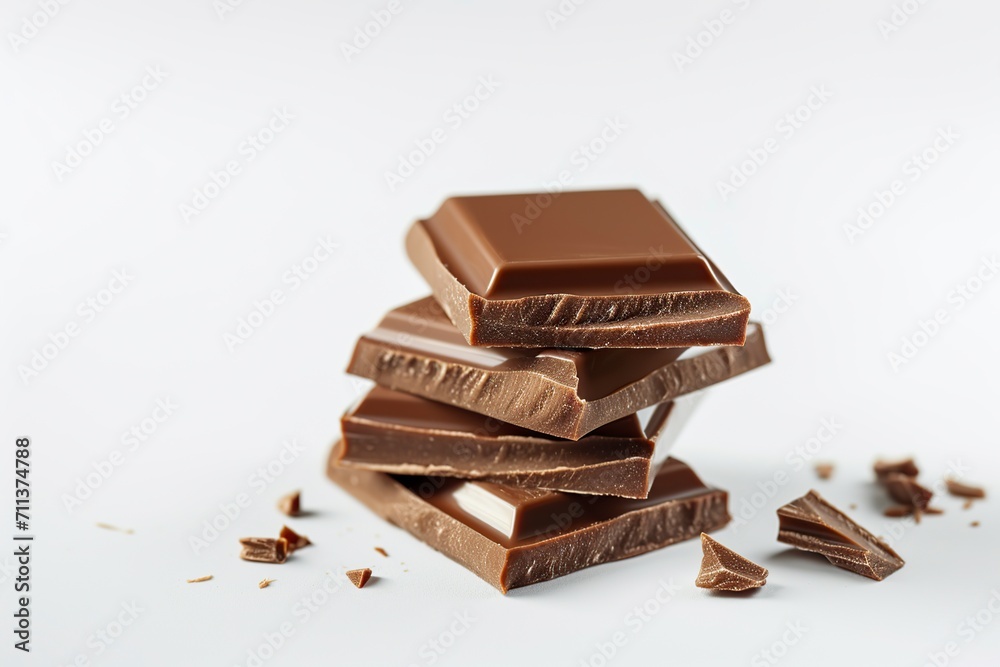 delicious chocolate filled with milk on a white background delicious chocolate filled with milk on a white background