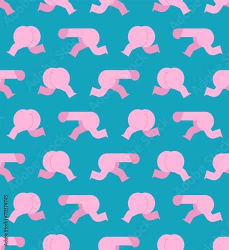 Penis and ass pattern seamless. dick pursues butt background. Male genital organ catches up with asshole texture