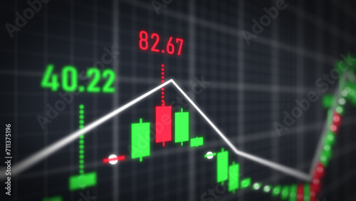 Closeup financial chart with candlestick graph in stock market