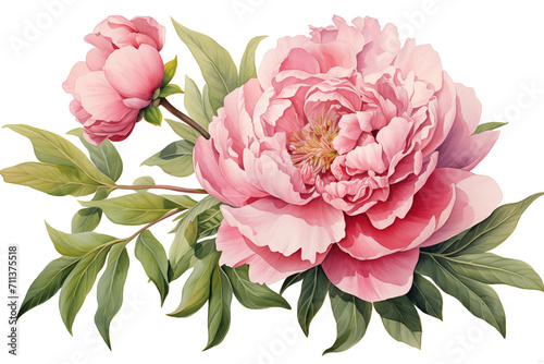peony  hand-painted style  isolated background  transparent  paeonia  national flower of china 