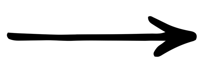 Hand painted arrow drawn with ink brush. Png clipart isolated on transparent background