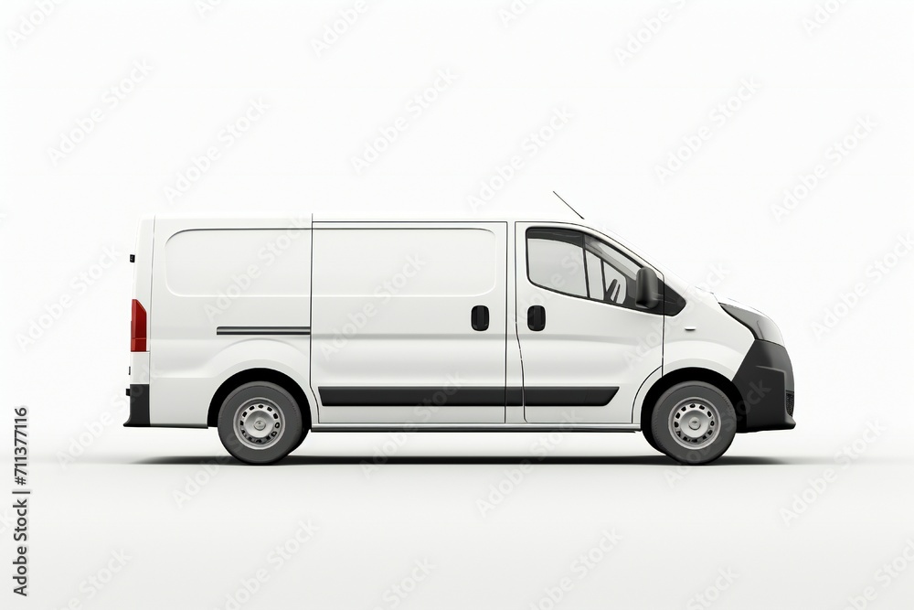 White van mockup on white background Generative Ai