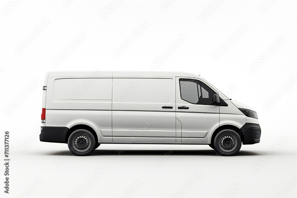 White van mockup on white background Generative Ai