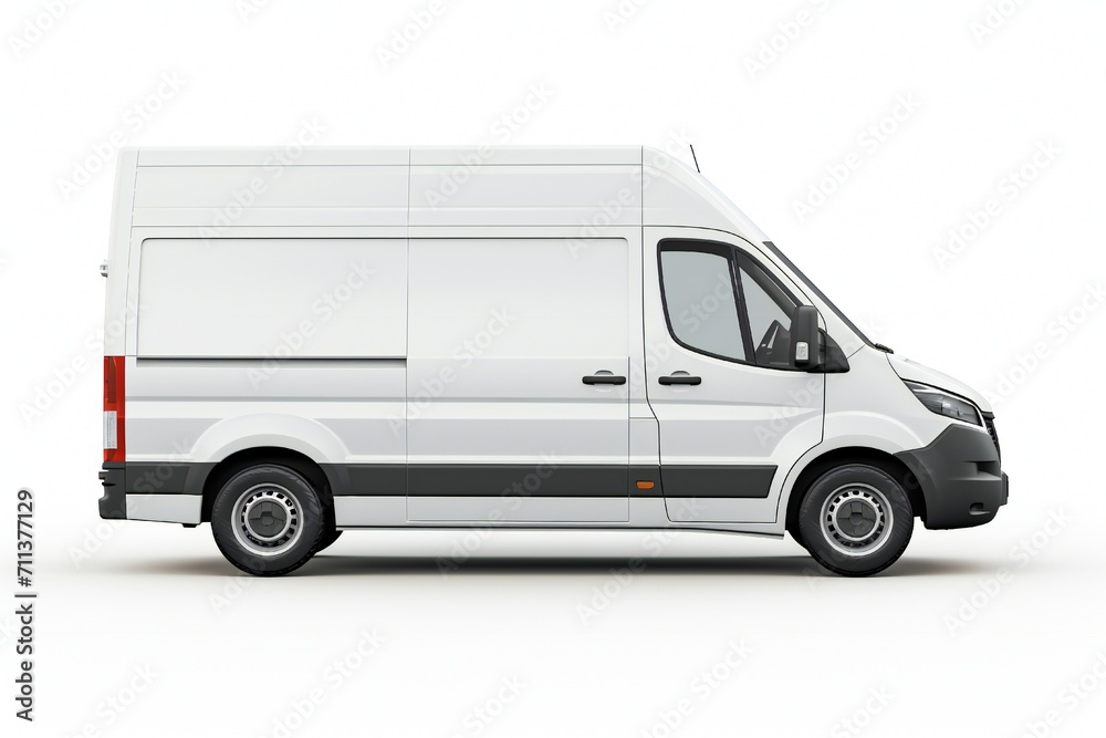 White van mockup on white background Generative Ai