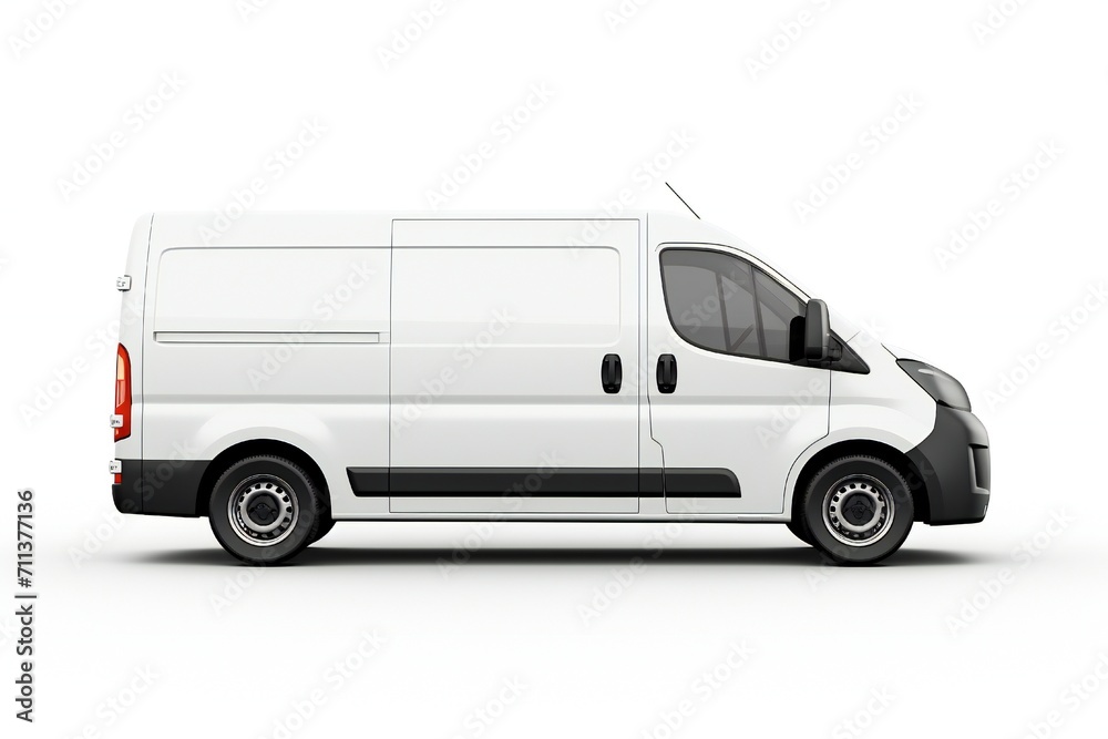 White van mockup on white background Generative Ai