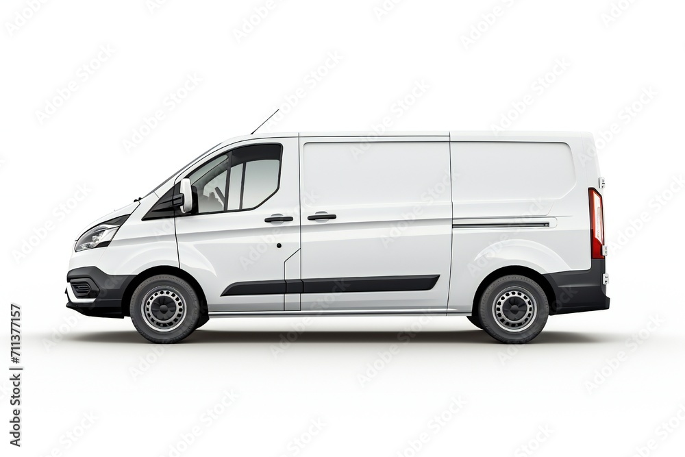 White van mockup on white background Generative Ai White van mockup on white background Generative Ai