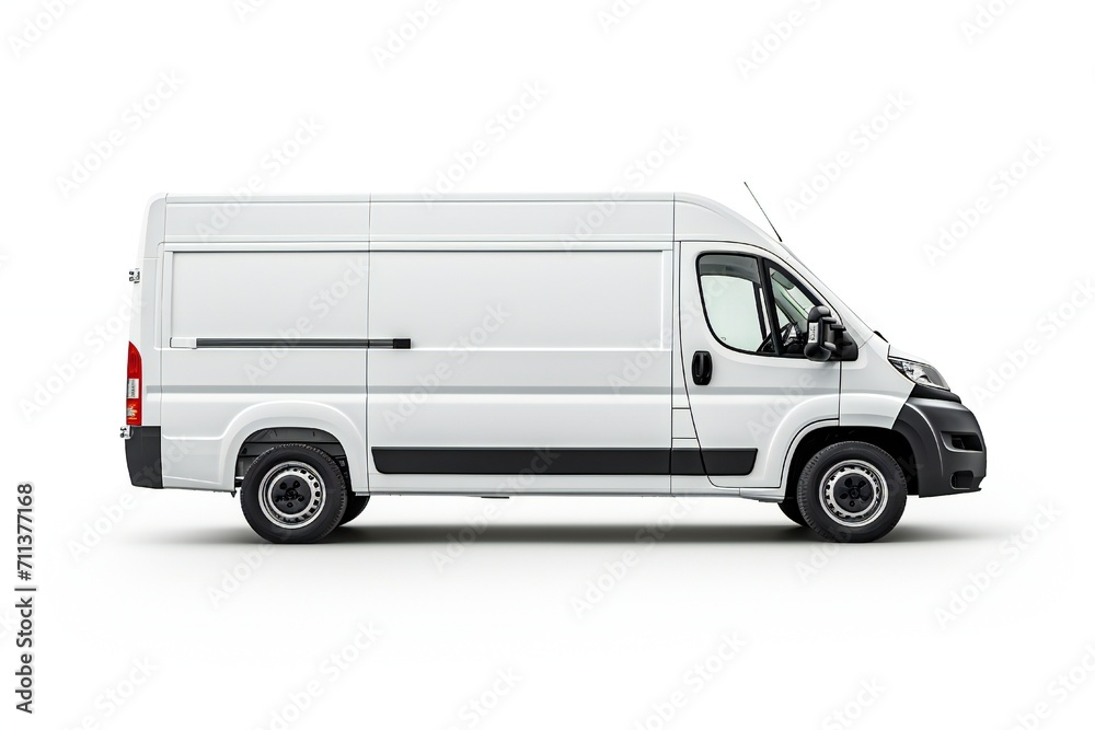 White van mockup on white background Generative Ai