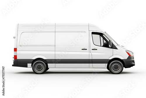 White van mockup on white background Generative Ai