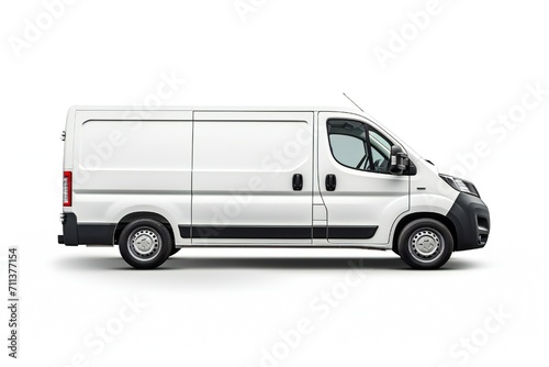 White van mockup on white background Generative Ai