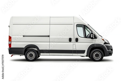 White van mockup on white background Generative Ai