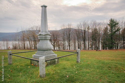 The Grave of Seneca Nation leader Chief Cornplanter Monument in Allegheny National Forest, USA photo