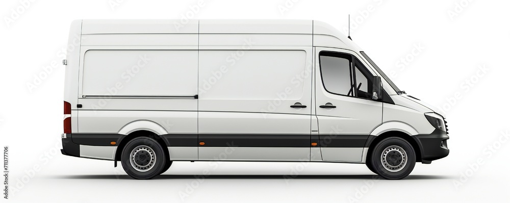 White van mockup on white background Generative Ai White van mockup on white background Generative Ai