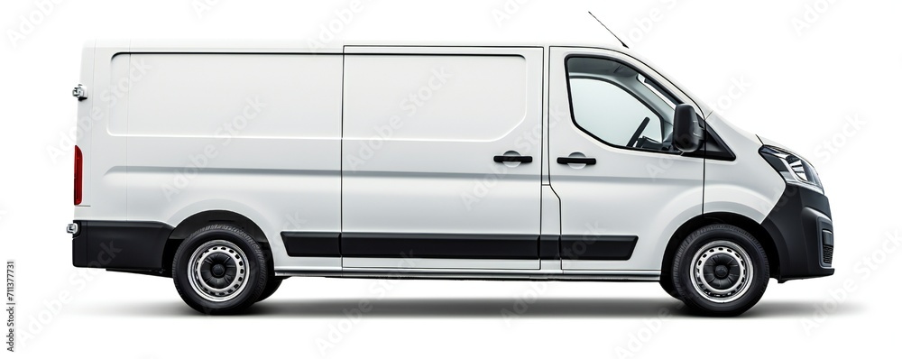 White van mockup on white background Generative Ai