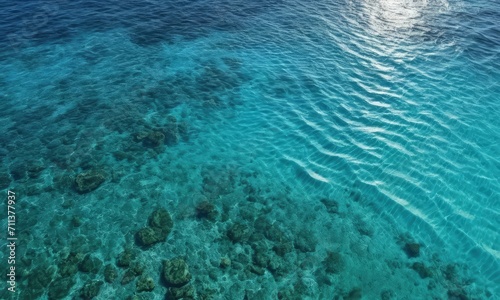 Crystal Clear Turquoise Ocean Water over Tropical Reef