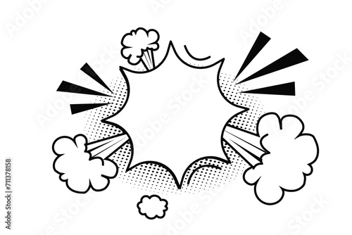 Pow bubble speech comic expression frame cartoon doodle isolated on white background. Boom explode effect, halftone decoration,