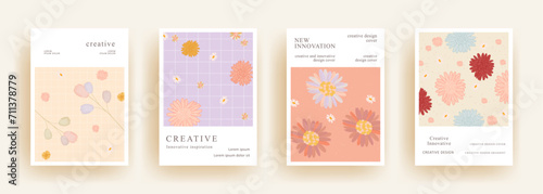 aesthetic flowers template set, minimal covers design. Modern Covers Template Design. nature background design. Trendy front page design for Banner, Poster, Flyer, Invitation and Annual Report