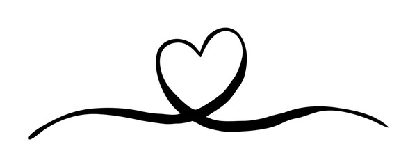 Heart Valentine's Day swash hand painted with brush and ink. Png clipart isolated on transparent background
