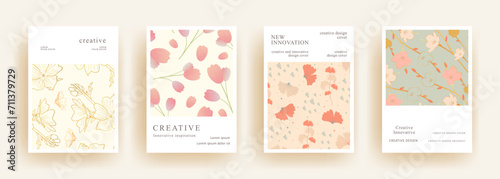 aesthetic flowers template set  minimal covers design. trendy Covers Template Design. nature background design. Trendy front page design for Banner  Poster  Flyer  Invitation and Annual Report
