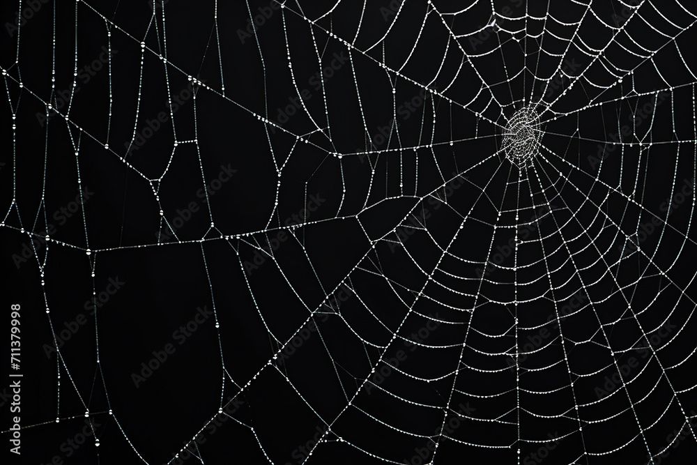 spider web with dew drops. Generative Ai