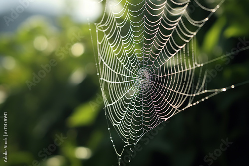 spider web with dew drops. Generative Ai © Shades3d