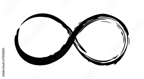 Infinity symbol hand painted with grunge brush stroke and black paint. Png clipart isolated on transparent background photo