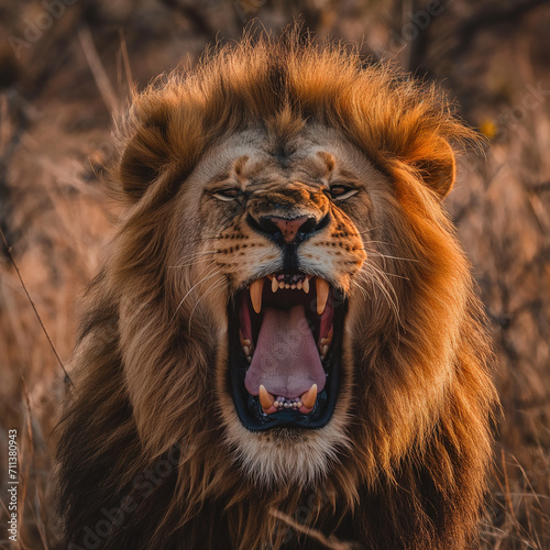 Face of a Lion Roaring