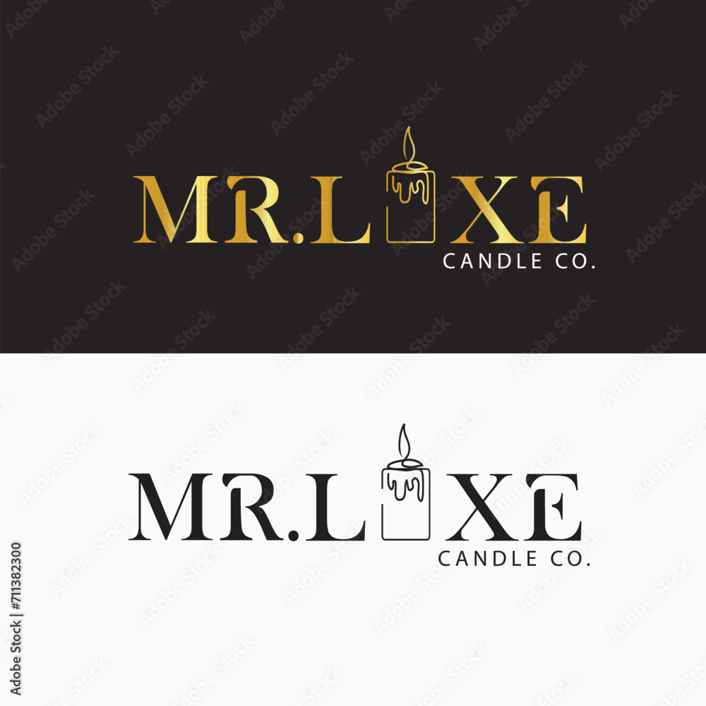 Mr.Luxe candle logo design, logo symbol, logo design, candle logo, luxury logo design