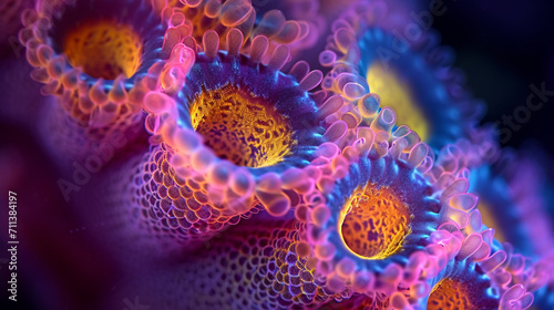 A vibrant image of a Vorticella convallaria under a digital microscope. photo